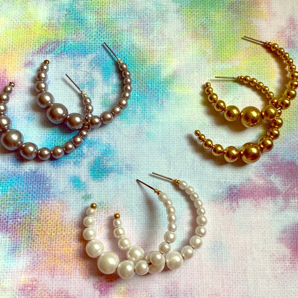 Set of 3 Fake Pearl earrings